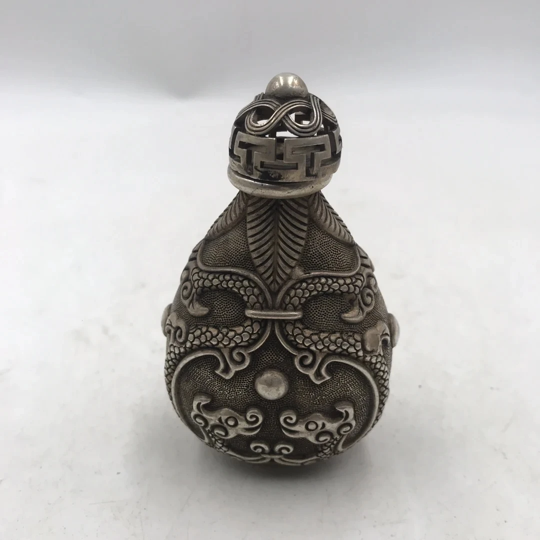 Vintage Collectible Bottles - Китайская белая бронзовая табакерка с двусторонней